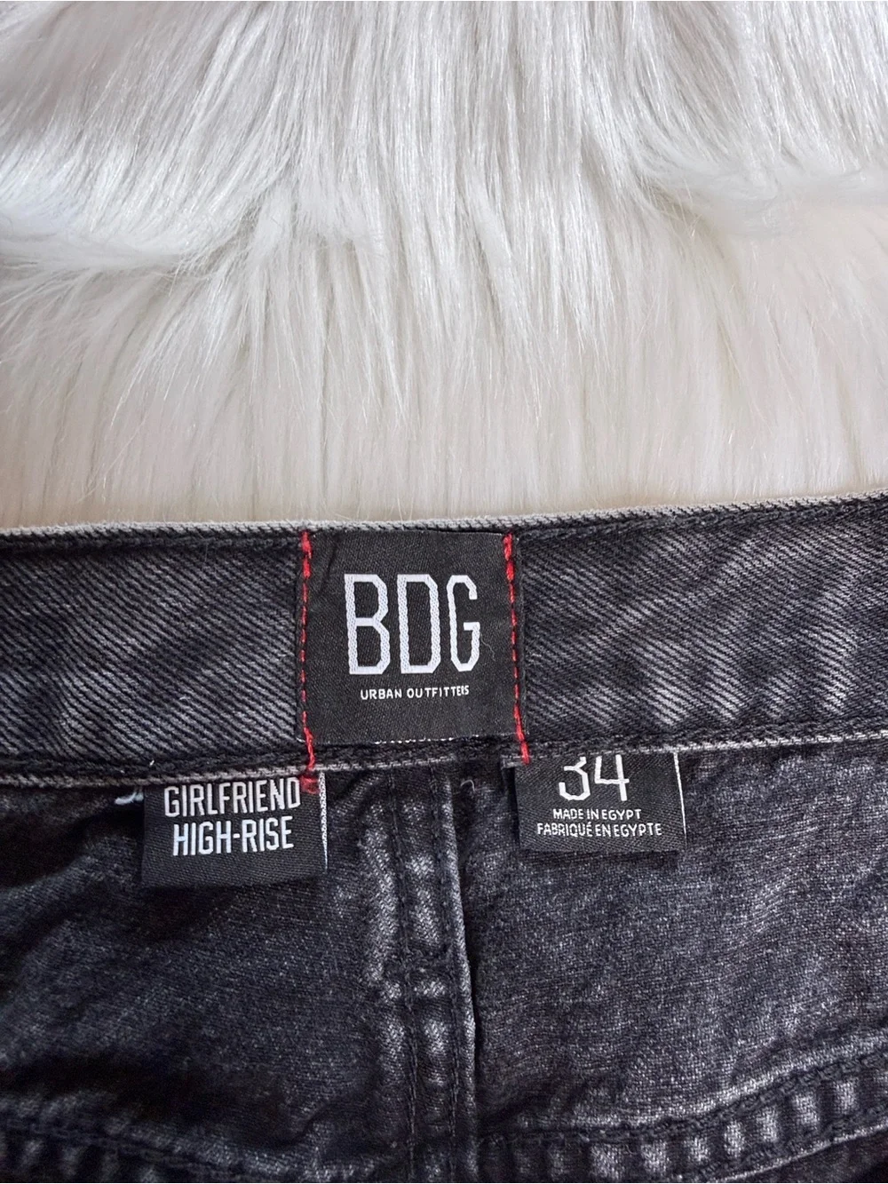 BDG Urban Outfitters Washed Black Girlfriend High Rise Denim Cut Offs